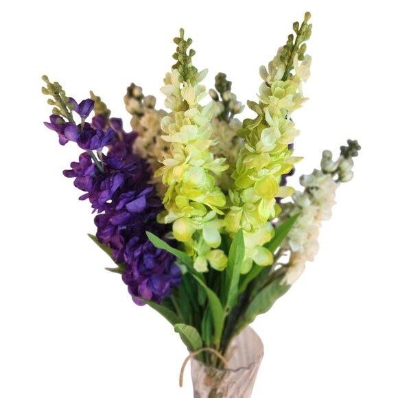 Artificial Snapdragon Bouquet 3 Stems Each Color Purple White Yellow Faux Floral - Picture 12 of 13